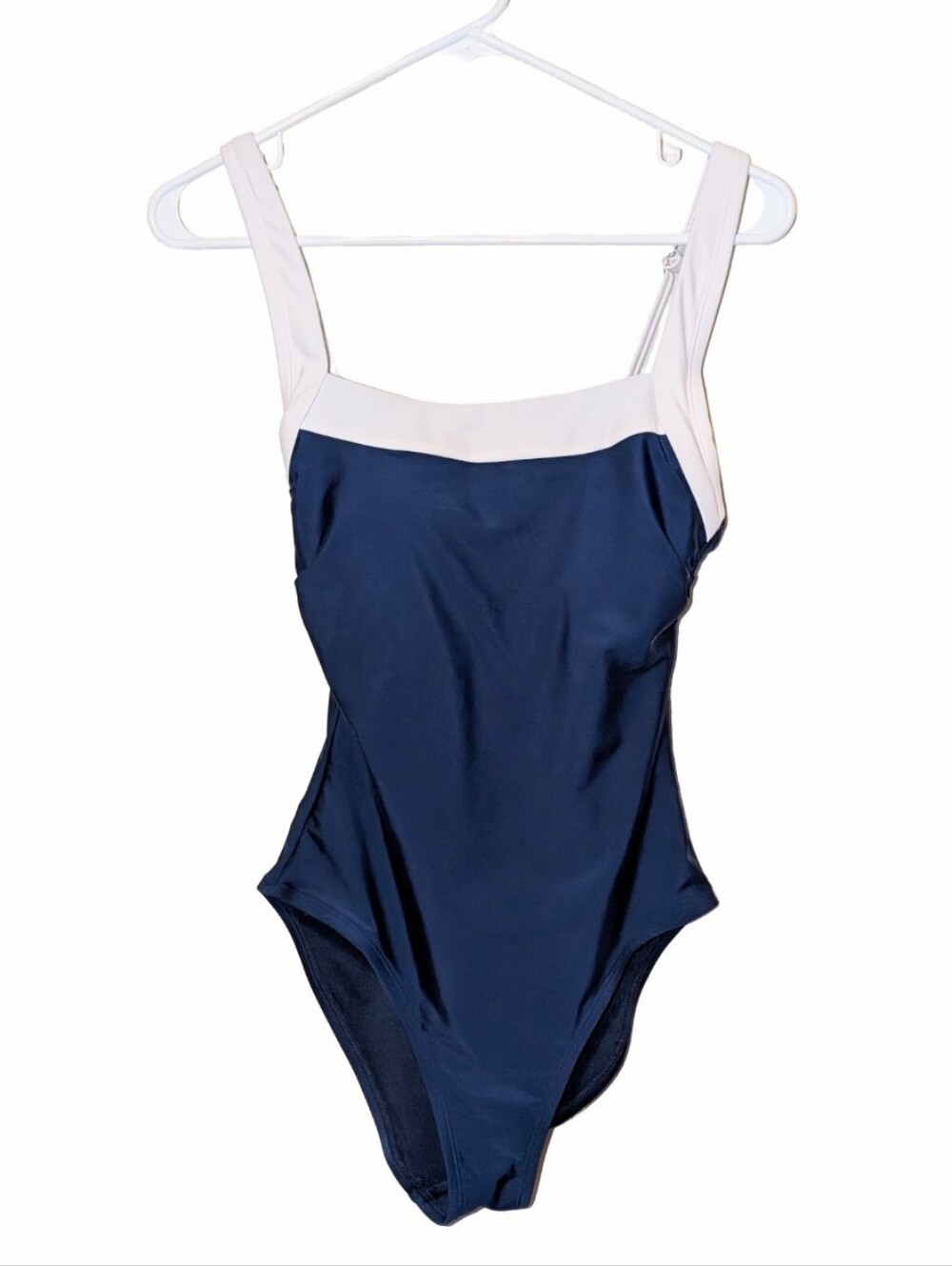 Retro Navy and White One-Piece Swimsuit